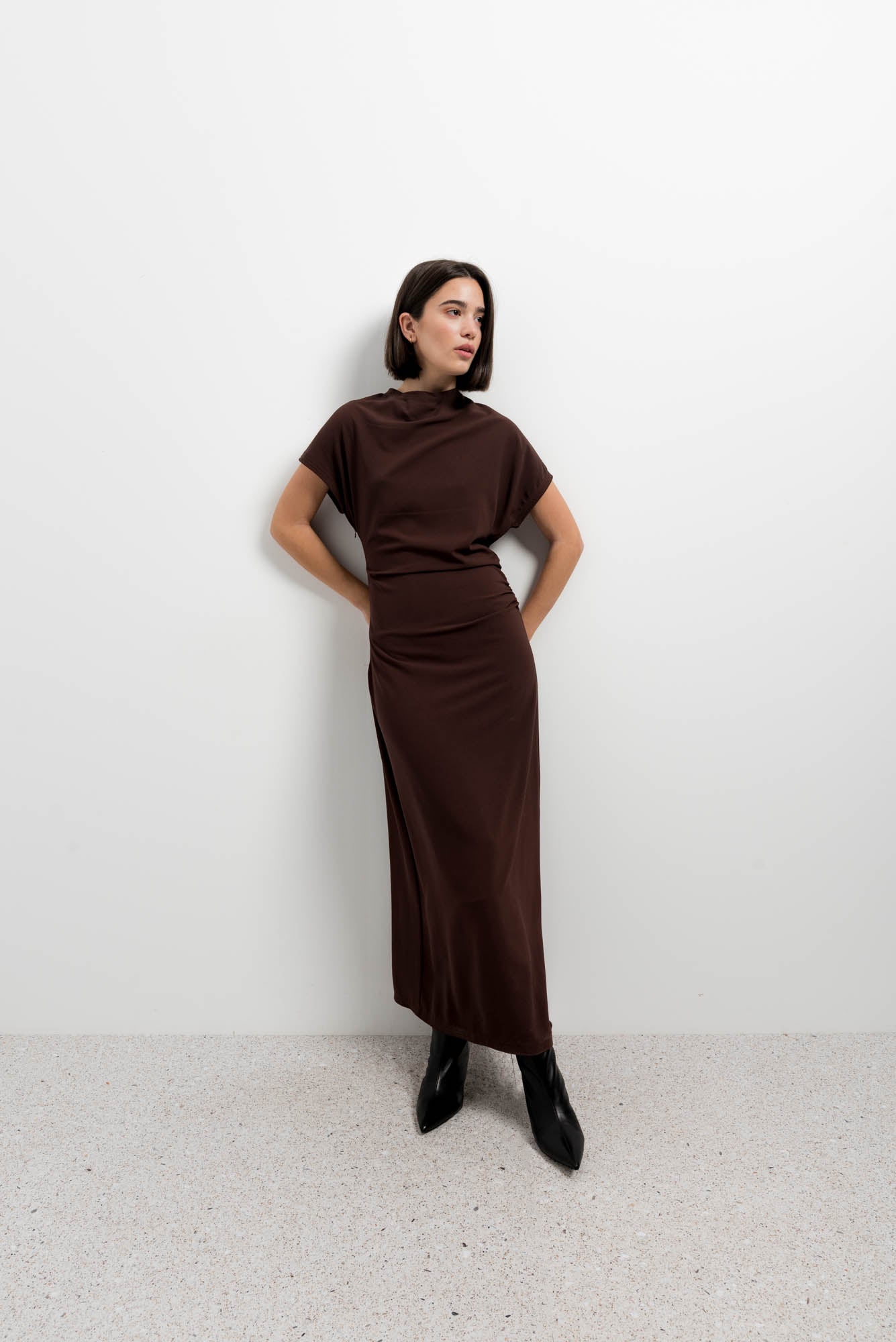 Vestido midi drapeado
