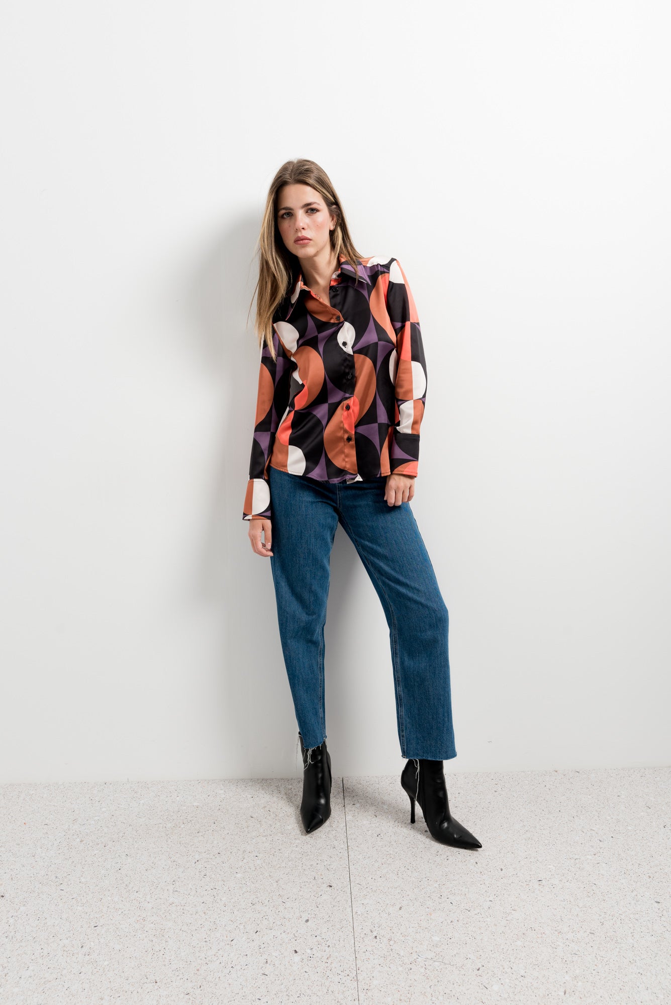 Camisa satinada estampada