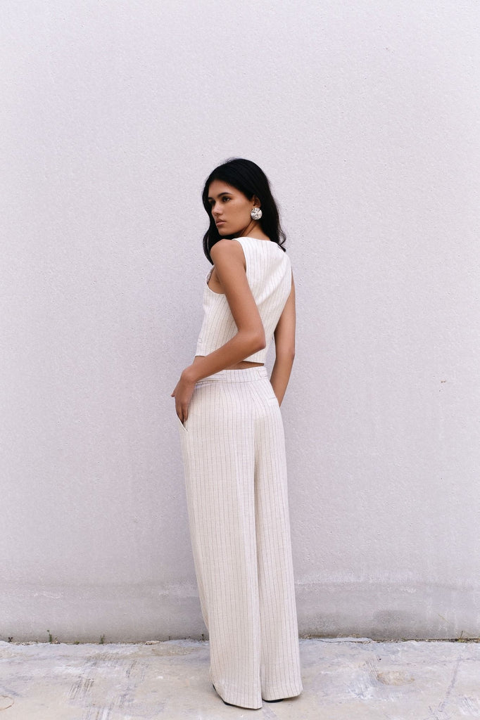 CALÇA DE LINHO COM RISCA DE GIZ