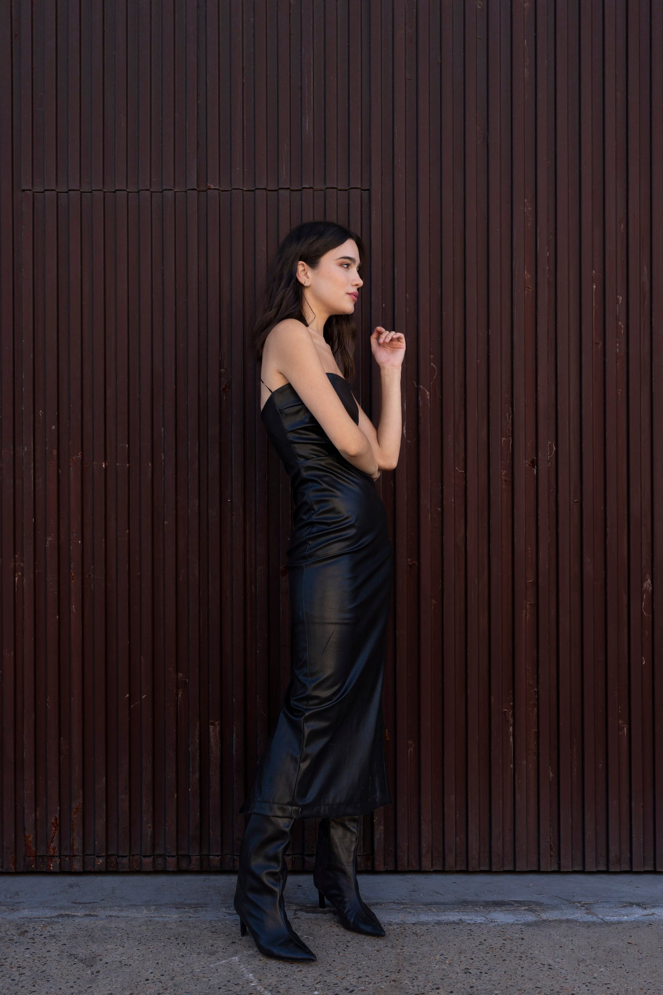 Vestido midi efecto piel