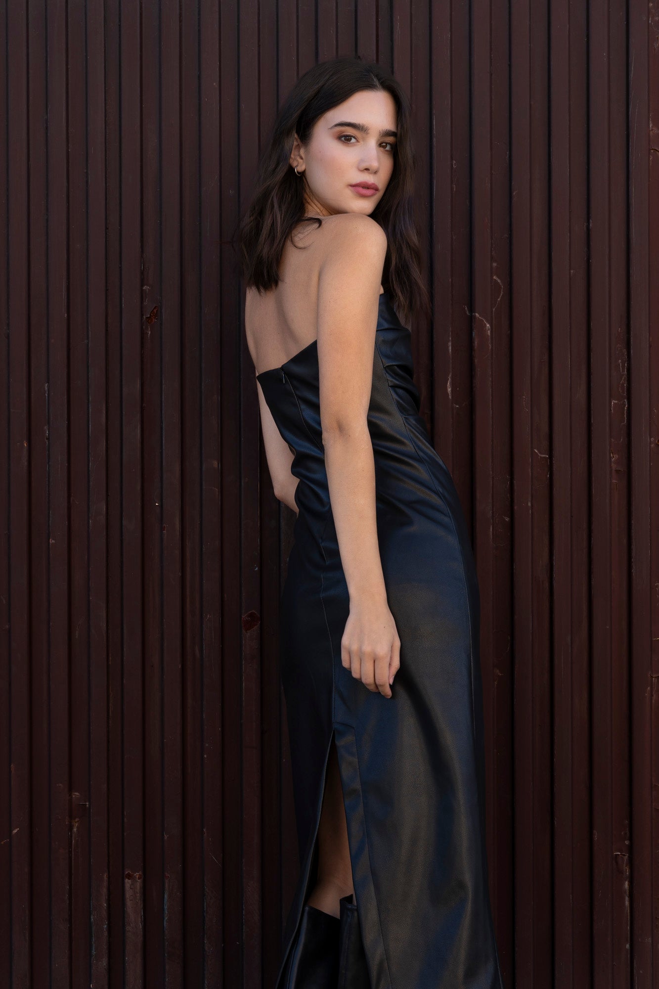 Vestido midi efecto piel