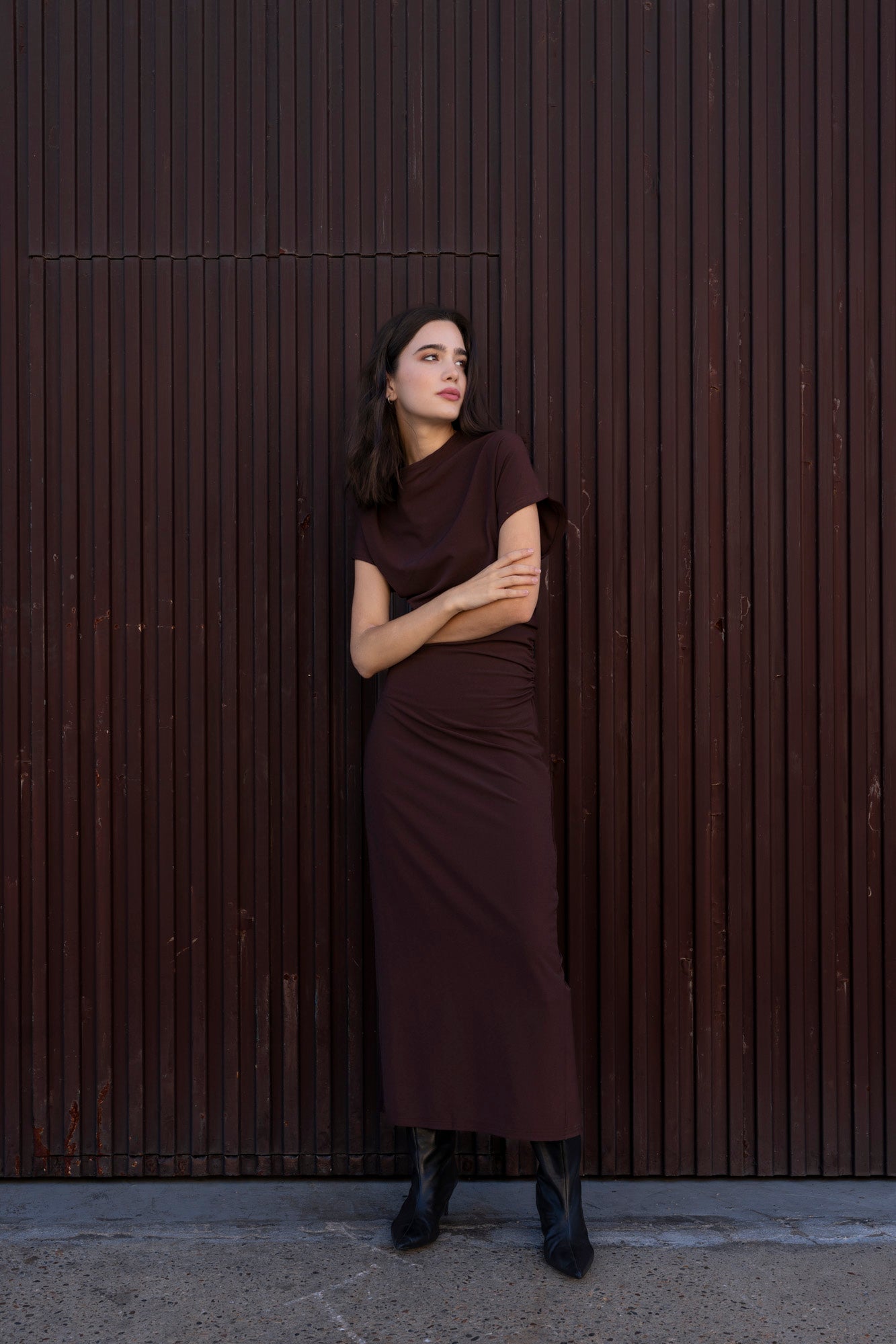 Vestido midi drapeado