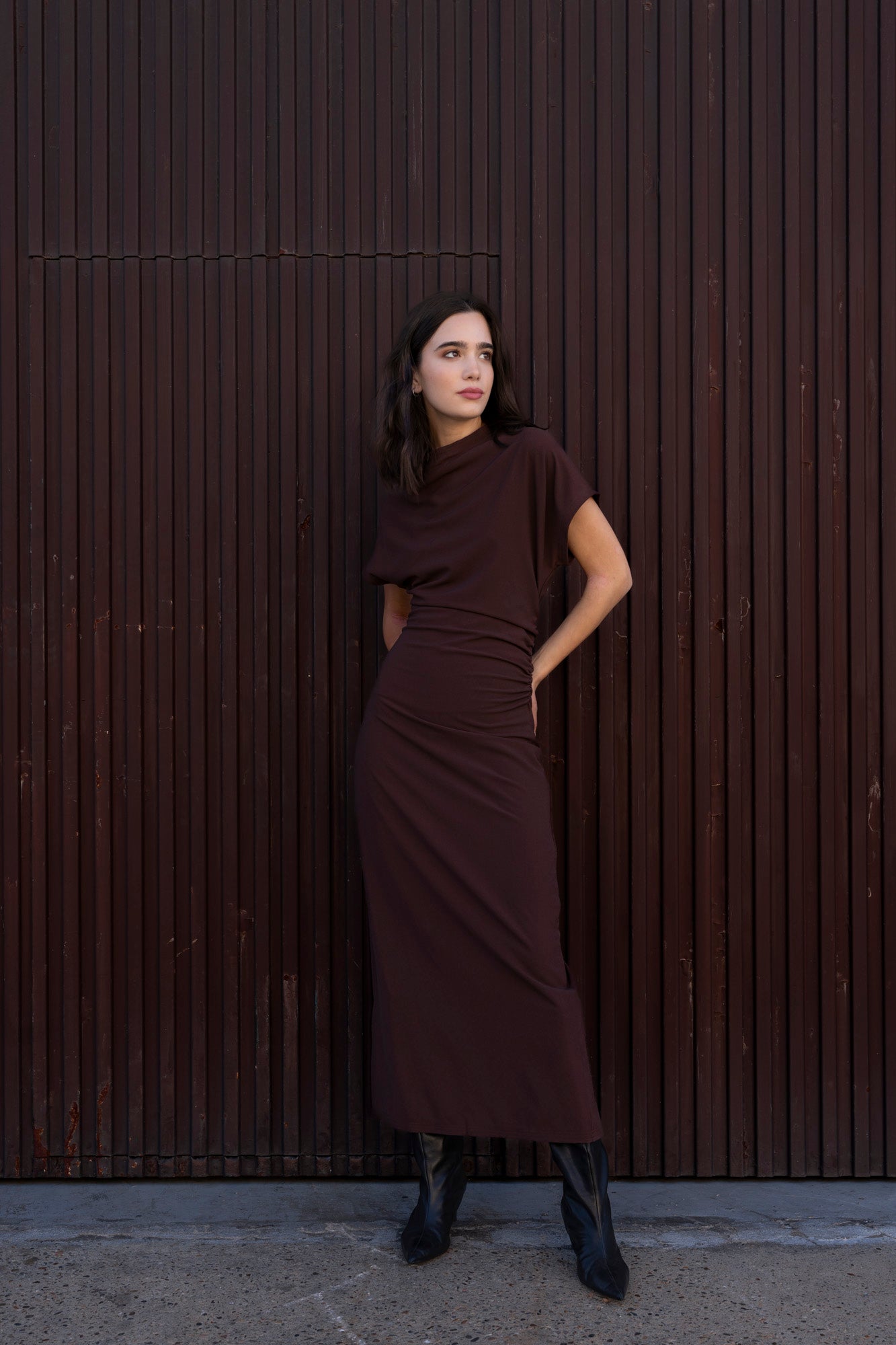 Vestido midi drapeado