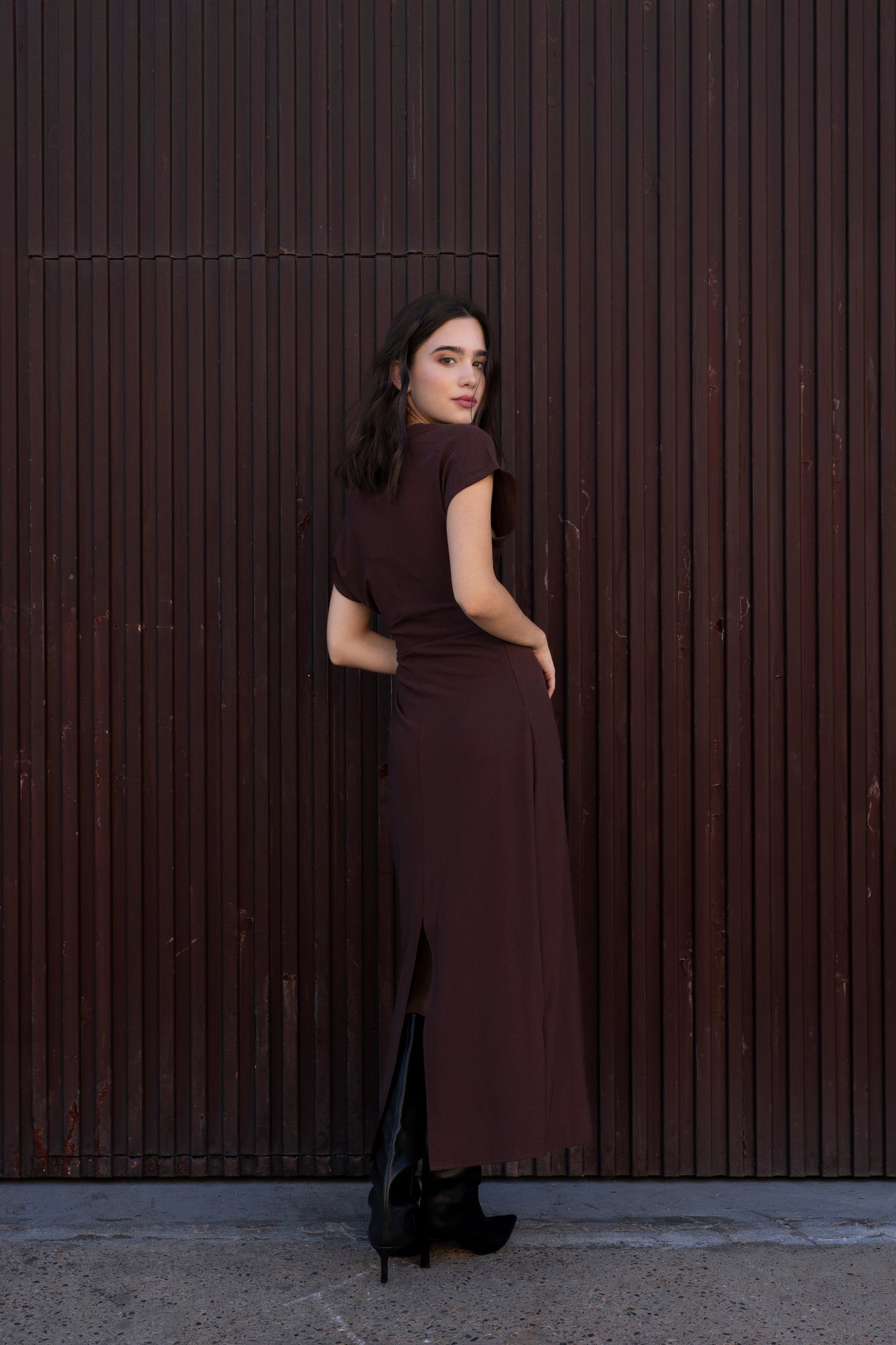 Vestido midi drapeado