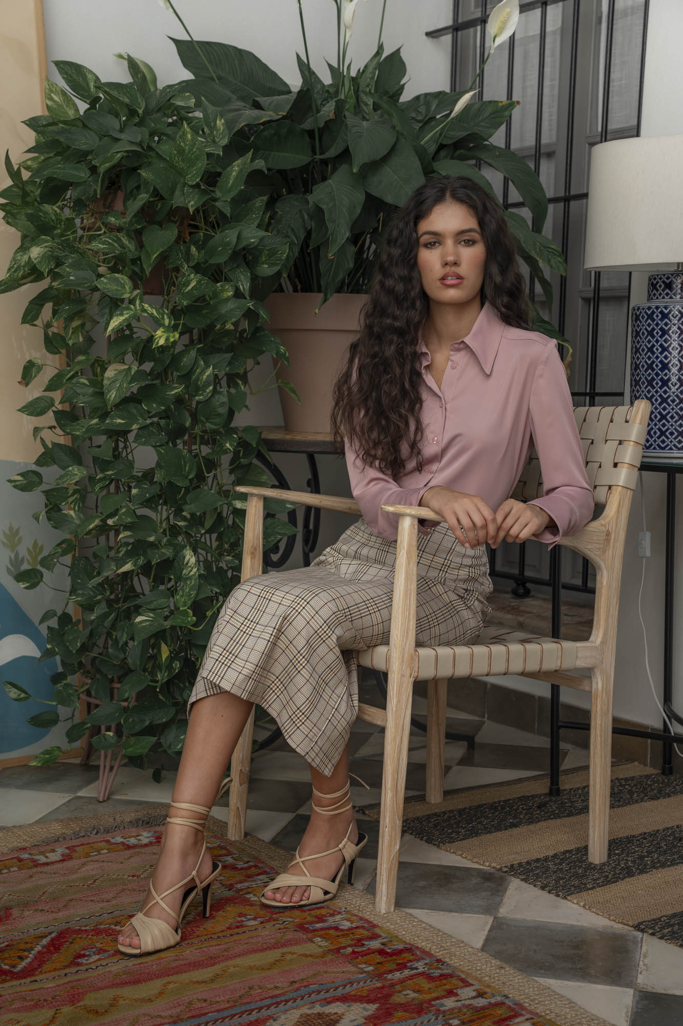 Falda midi cuadros