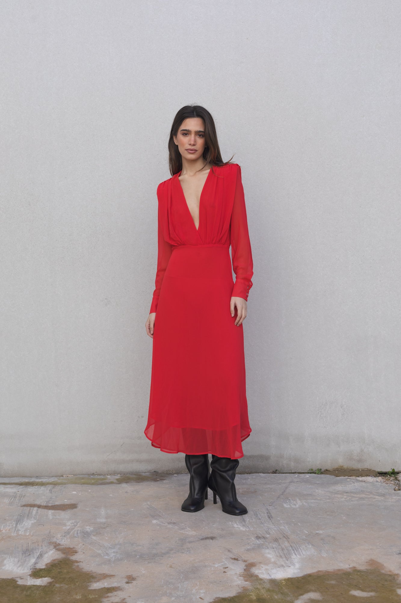 Vestido midi gasa