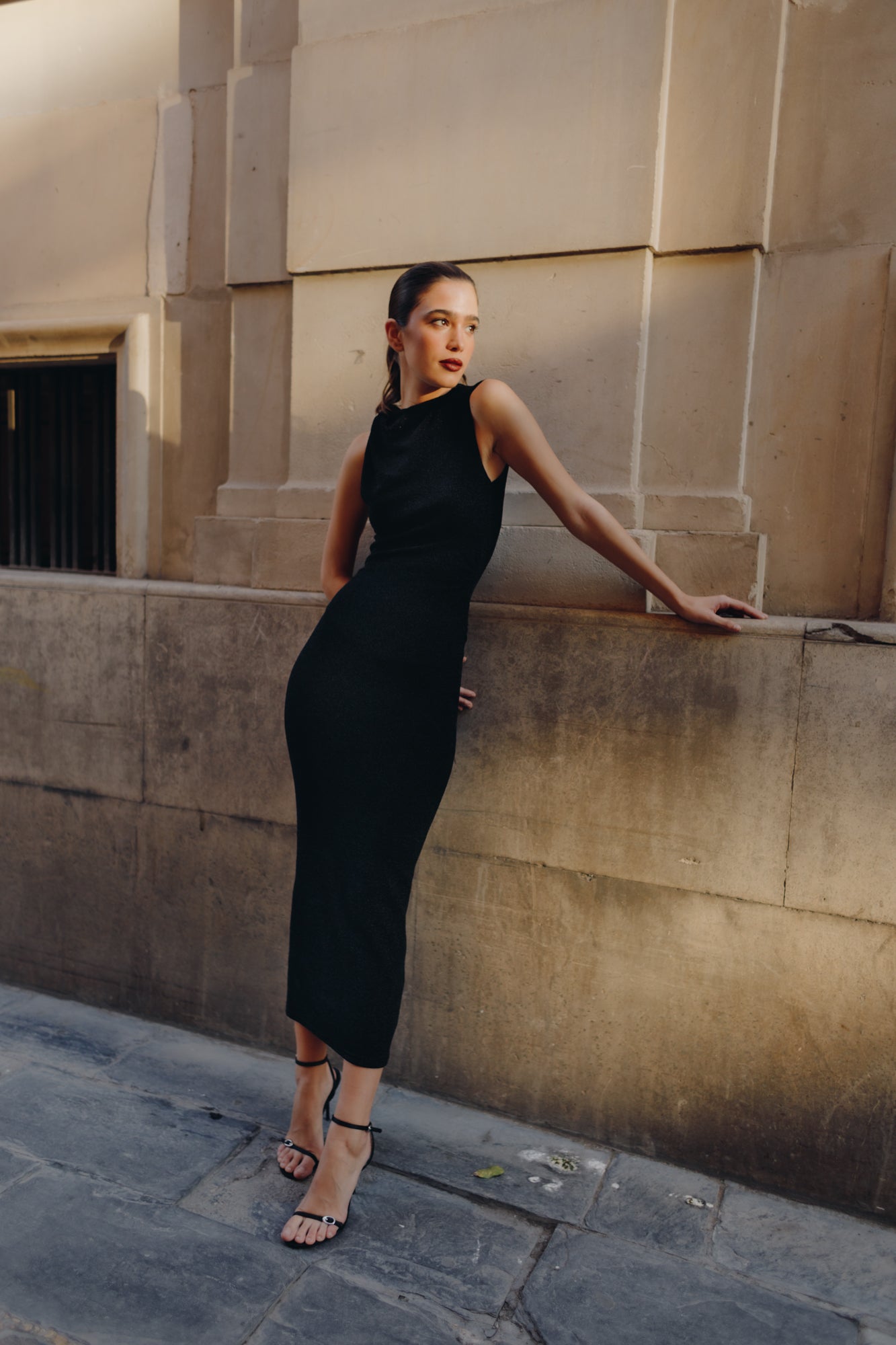 Vestido punto lurex nudo