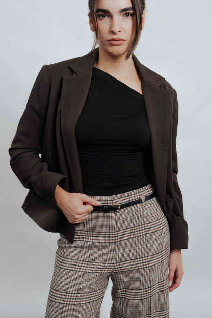 CALÇA CULOTE XADREZ COM CINTO