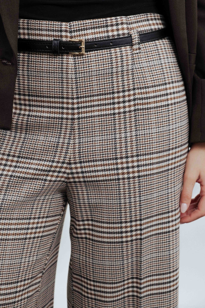 CALÇA CULOTE XADREZ COM CINTO