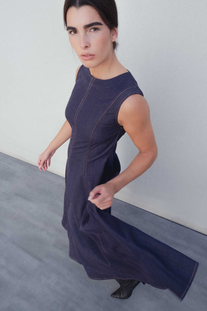 VESTIDO MIDI COM EFEITO JEANS