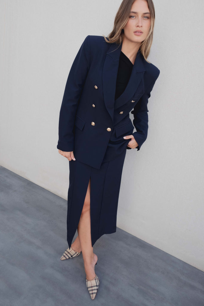 BLAZER TRESPASSADO COM BOTÕES DOURADOS