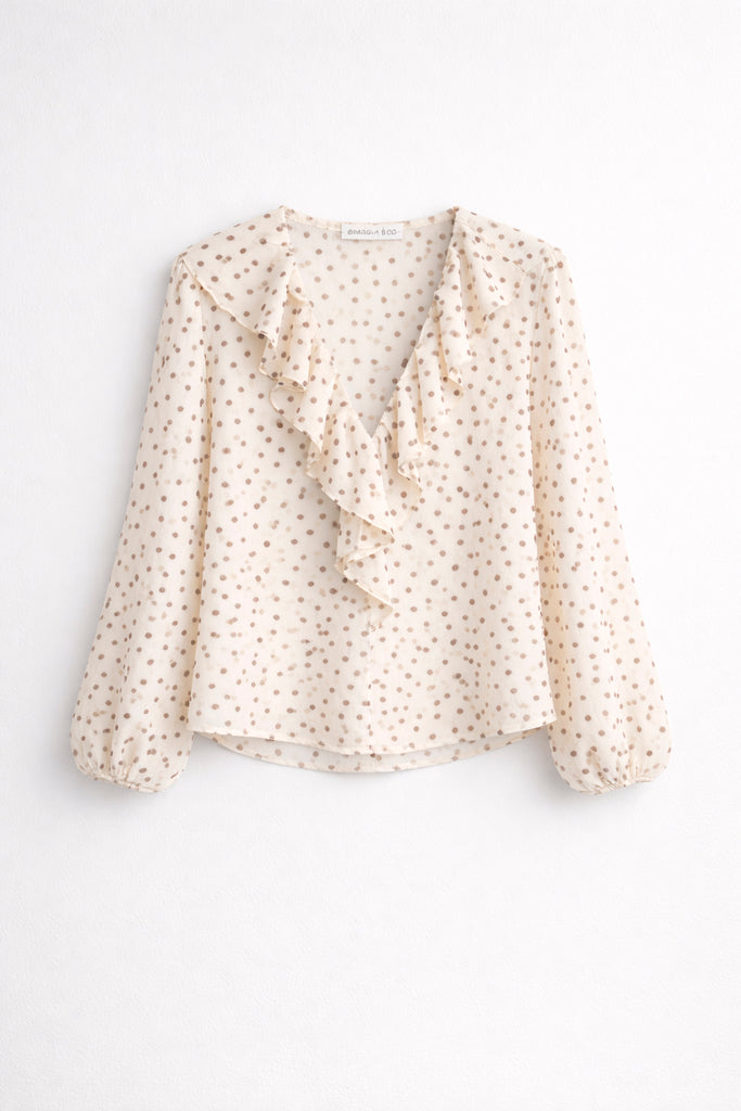 BLUSA DE BOLINHAS COM BABADO