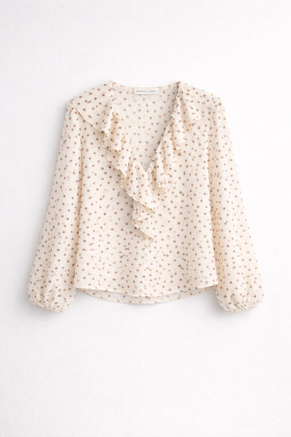 BLUSA DE BOLINHAS COM BABADO