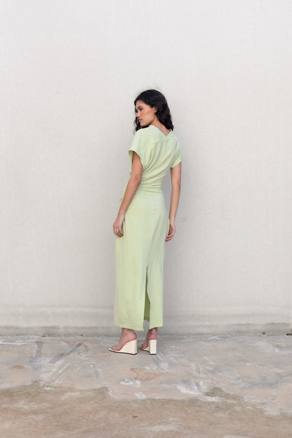 Vestido midi frunces