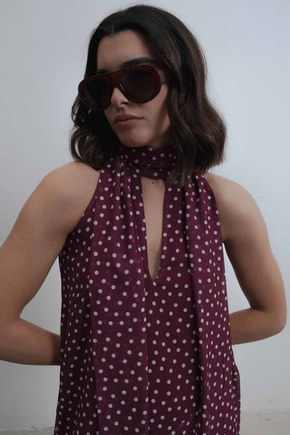 VESTIDO DE BOLINHAS COM LAÇO