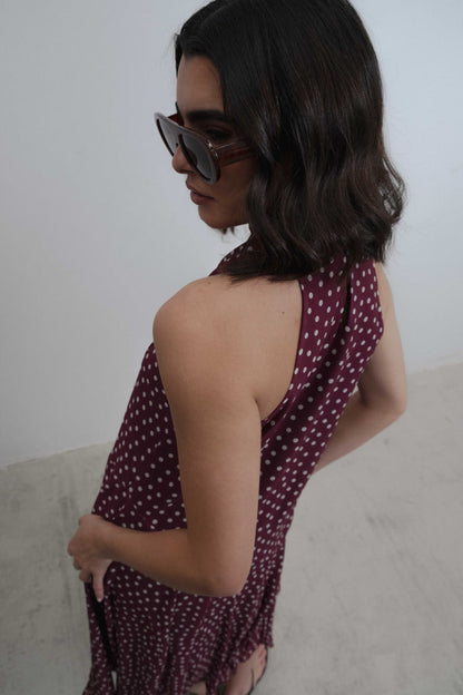 VESTIDO DE BOLINHAS COM LAÇO