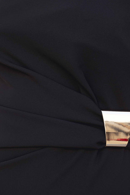 VESTIDO MIDI COM APLICAÇÃO DOURADA